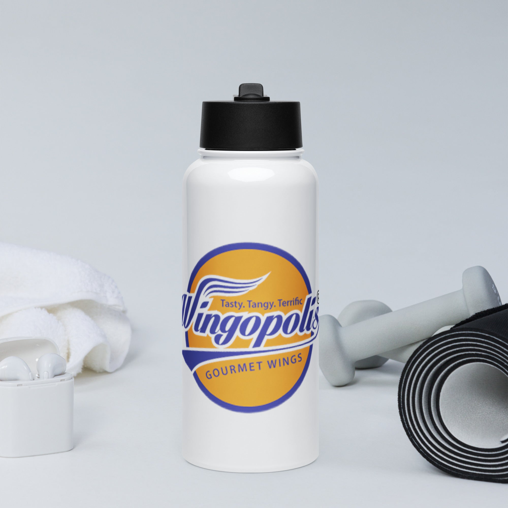 Wingopolis Stainless steel water bottle with a straw lid