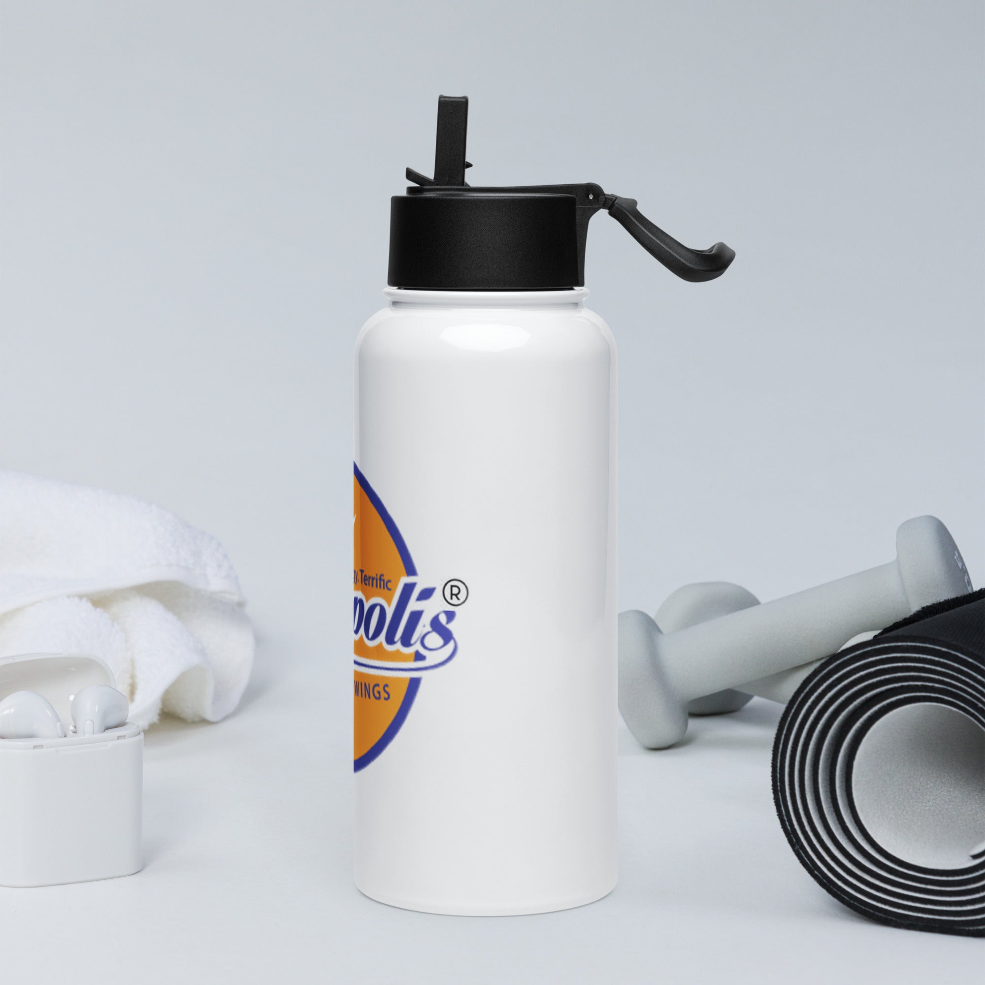 Wingopolis Stainless steel water bottle with a straw lid