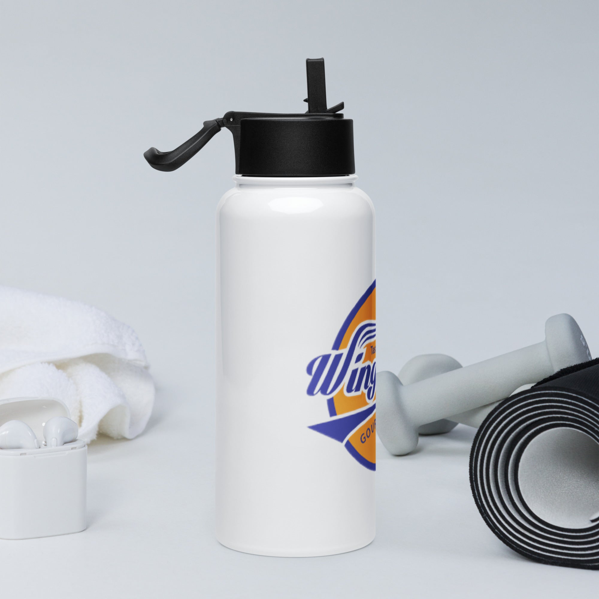 Wingopolis Stainless steel water bottle with a straw lid